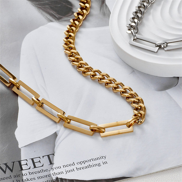 Collar de cadena de costura de cadena de clavícula de acero inoxidable de moda Hip Hop