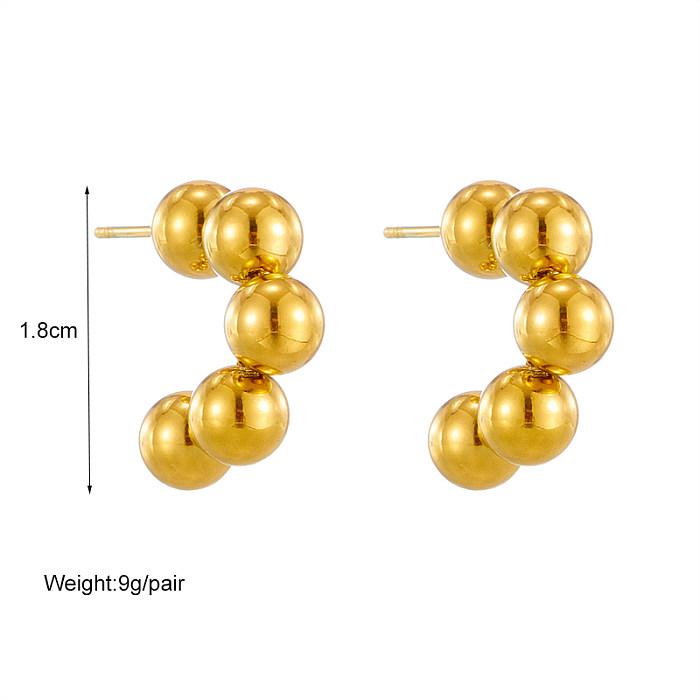 Brincos de orelha banhados a ouro de aço inoxidável em forma de C básico 1 par