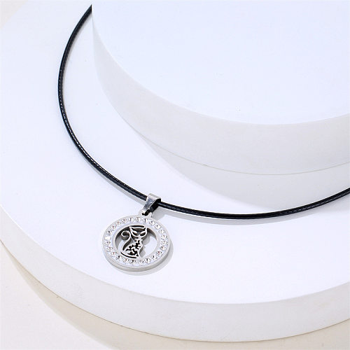 Simple Style Animal Stainless Steel Plating Inlay Artificial Diamond Pendant Necklace