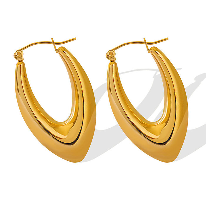 Elegant U Shape Stainless Steel Plating Earrings 1 Pair