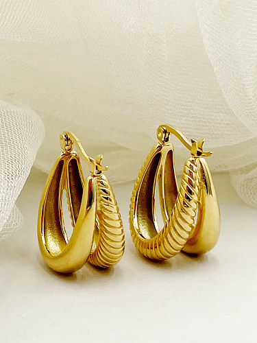 1 Paar vergoldete Ohrringe aus Edelstahl im IG-Stil mit geometrischer Beschichtung