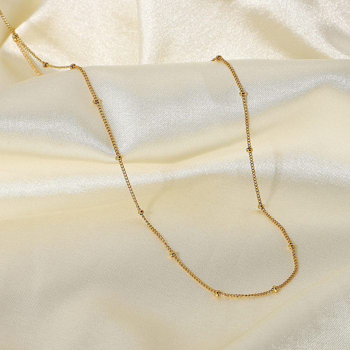 Collier de perles fines en acier inoxydable, imperméable, antirouille, européen et américain, ornement minimaliste à la mode pour femmes