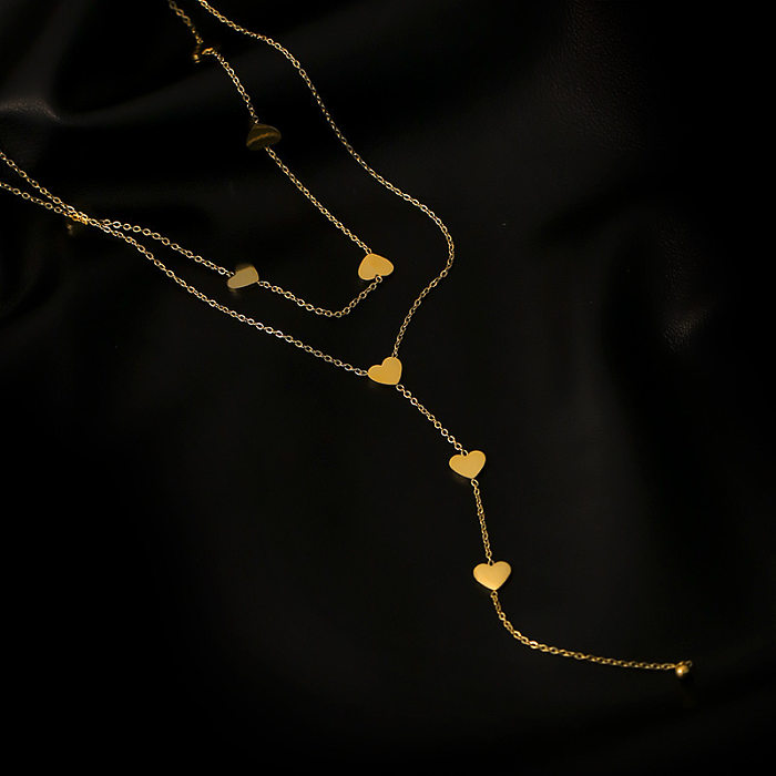 Mehrschichtige Halsketten in Herzform mit Edelstahlbeschichtung im INS-Stil, 1 Stück