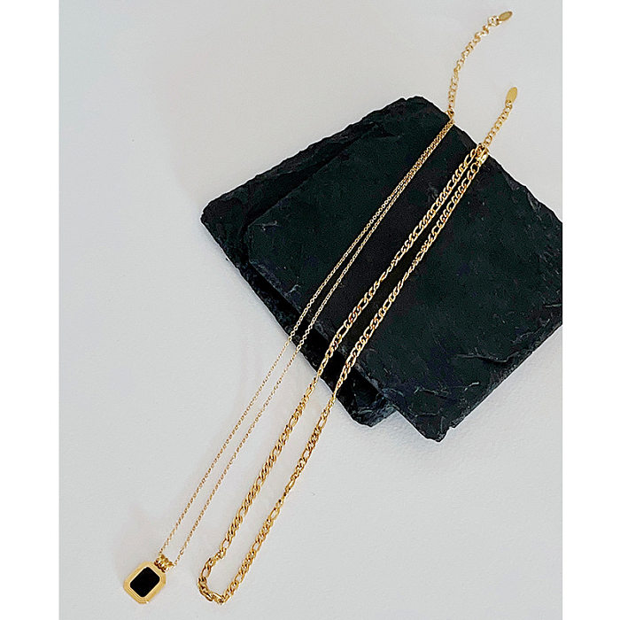 Simple Style Solid Color Stainless Steel Plating Gold Plated Layered Necklaces
