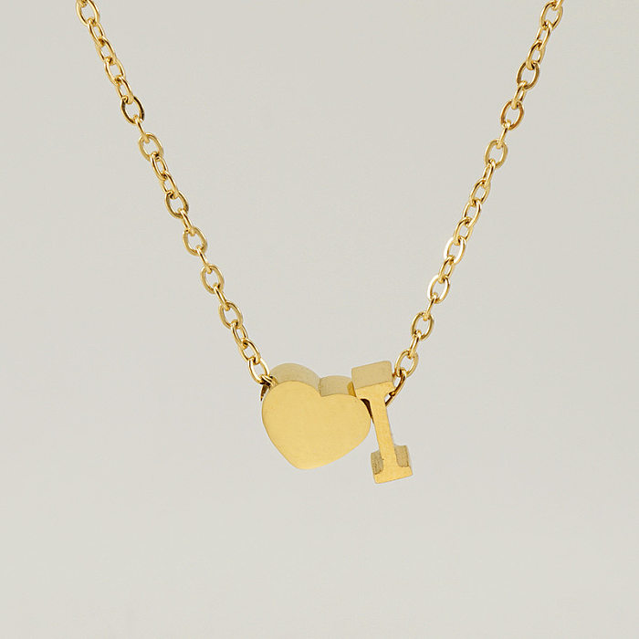 Modische Halskette mit Anhänger aus Edelstahl mit Buchstaben-Herzform, vergoldete Halsketten aus Edelstahl
