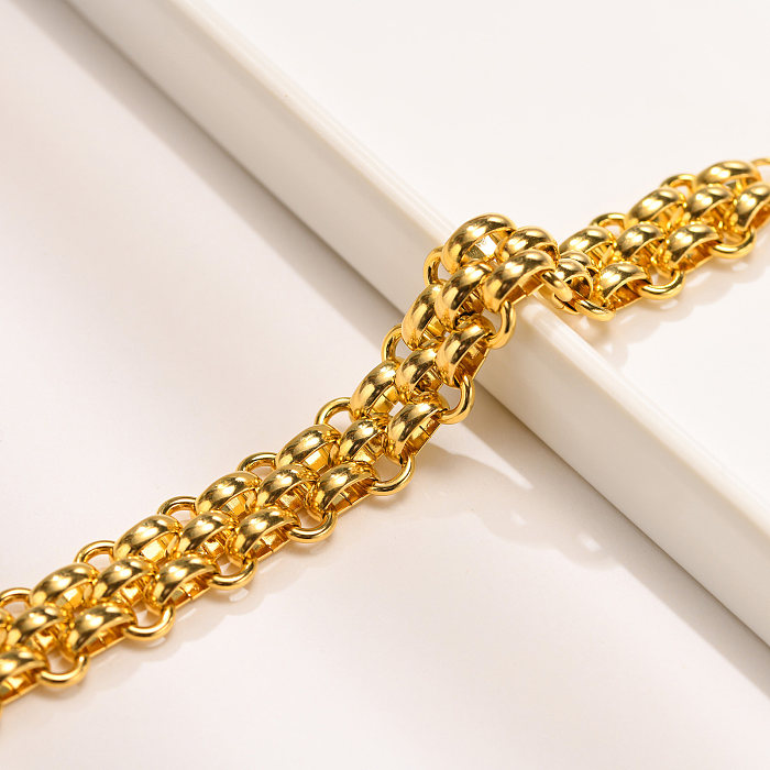 Bracelets plaqués or en acier inoxydable de couleur unie de style vintage en vrac