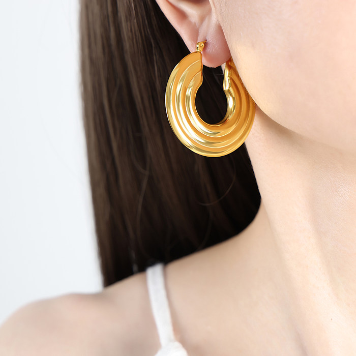 1 Pair Casual Exaggerated Round Plating Stainless Steel 18K Gold Plated Earrings