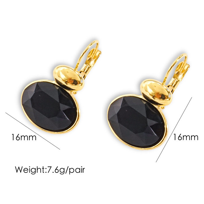 1 Pair Basic Retro Geometric Plating Inlay Stainless Steel  Zircon 14K Gold Plated Drop Earrings