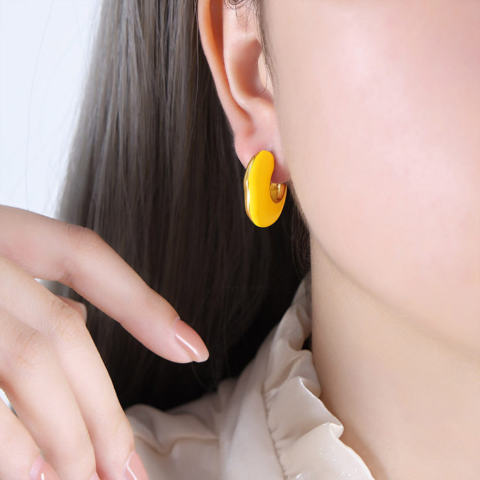 1 par de brincos de orelha banhados a ouro 18K com esmalte geométrico casual estilo IG estilo IG