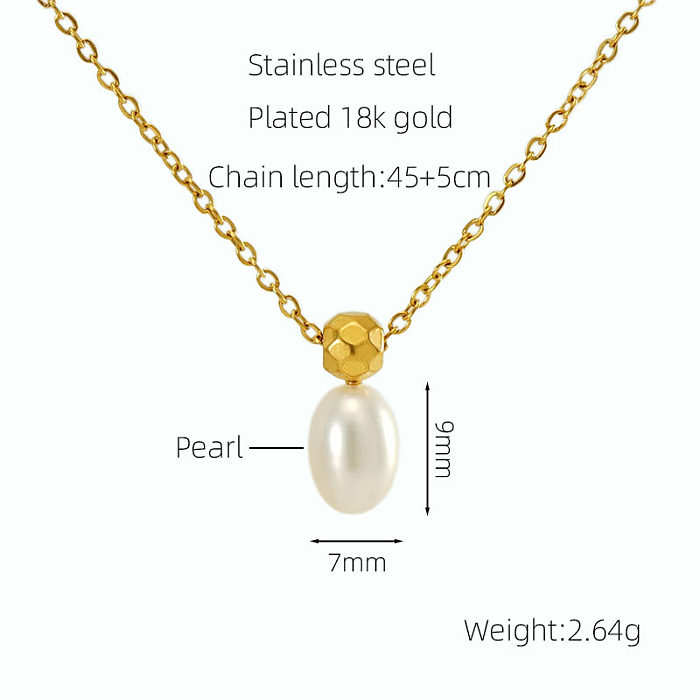 Simple Style Solid Color Stainless Steel  Plating 18K Gold Plated Pendant Necklace