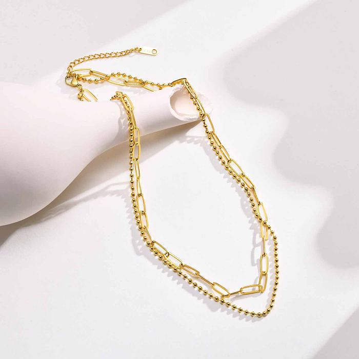 Französischer Stil, einfacher Stil, geometrische Edelstahl-Halskette, vergoldet, in großen Mengen