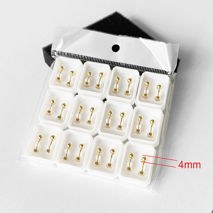 12 Pairs Simple Style Classic Style Round Polishing Plating Stainless Steel  18K Gold Plated Ear Studs