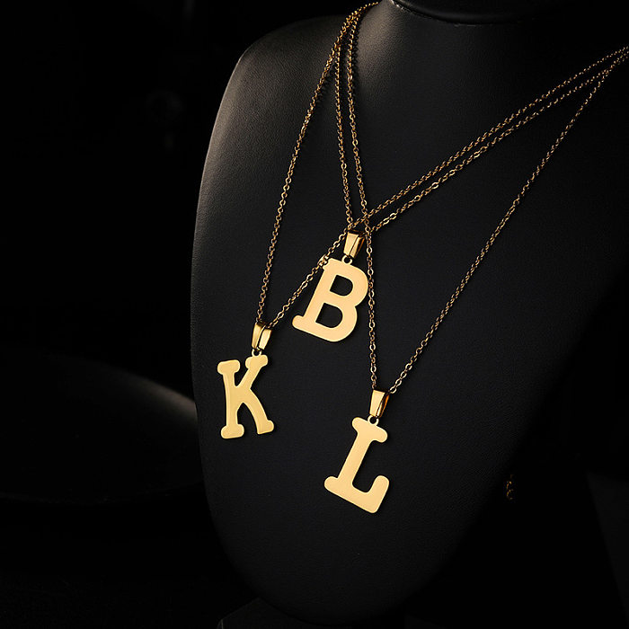 Simple Style Letter Stainless Steel Plating Pendant Necklace