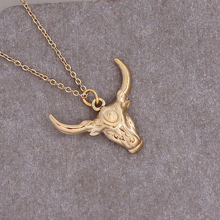 Bull Head Moon Eyes Anhänger Edelstahl Halskette Großhandel Schmuck