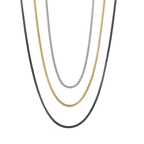 Quadratische Halskette aus Edelstahl mit Anhänger, Halskette, Armband