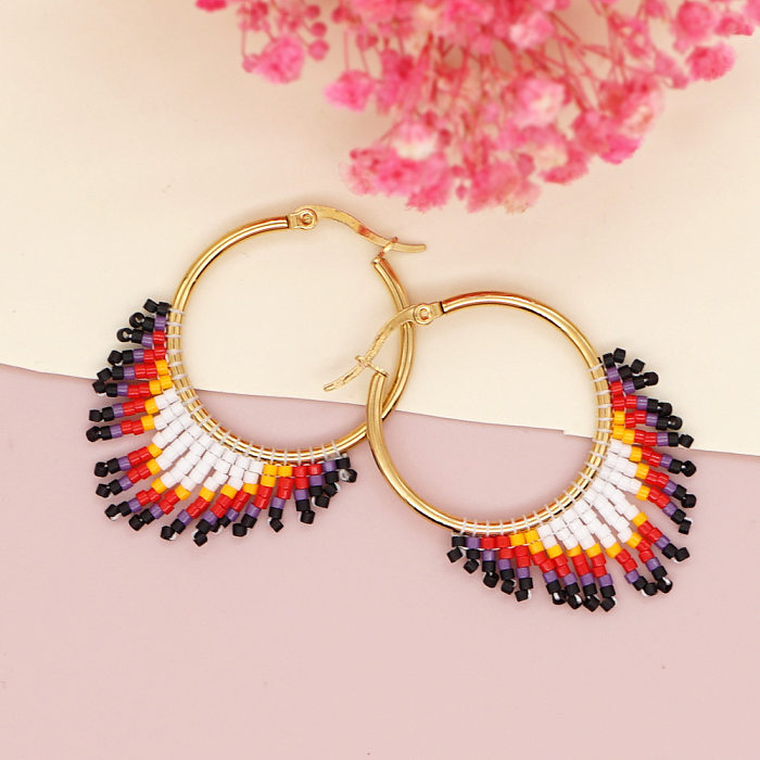 Miyuki Beads Beaded Hand-woven Indian Ethnic Style Ear Hoops Wholesale Jewelry jewelry