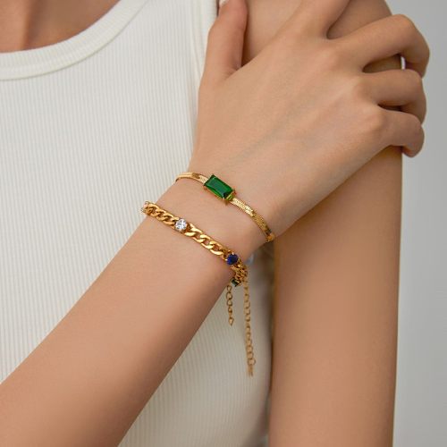 Cute Simple Style Classic Style Round Rectangle Stainless Steel Gold Plated Zircon Bracelets In Bulk
