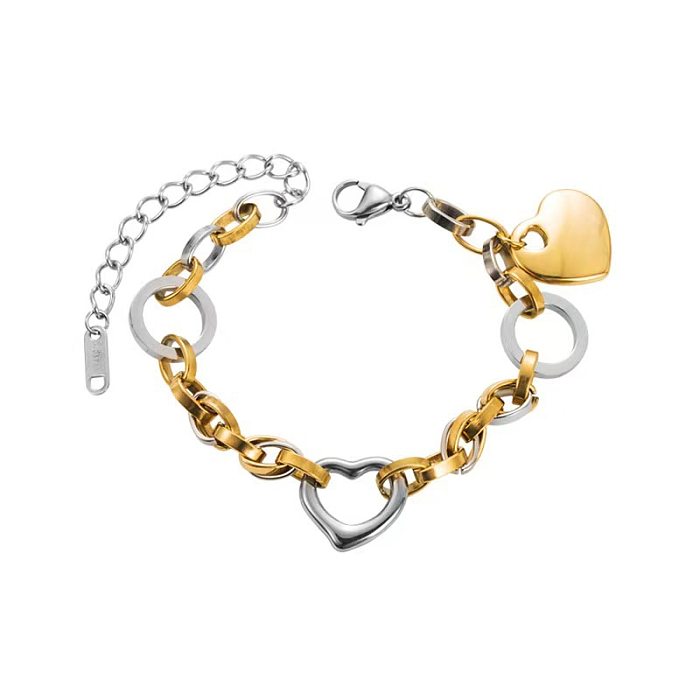 Bracelets de placage en acier titane d'éléphant de forme de coeur de cercle de mode