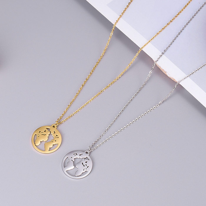 1 Piece Fashion Map Stainless Steel Pendant Necklace