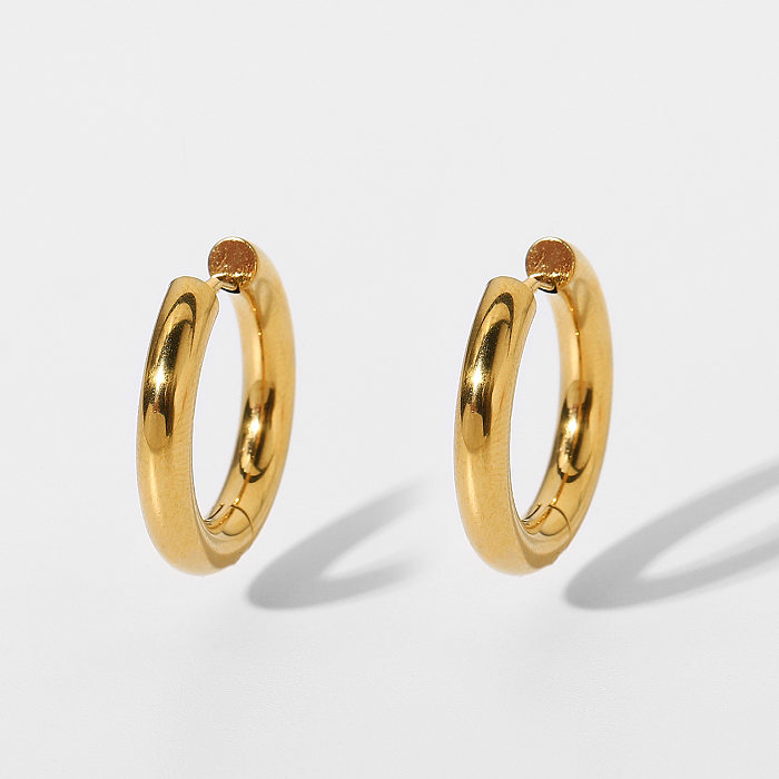 Boucles d'oreilles créoles solides en acier inoxydable plaqué or, bijoux à la mode, vente en gros