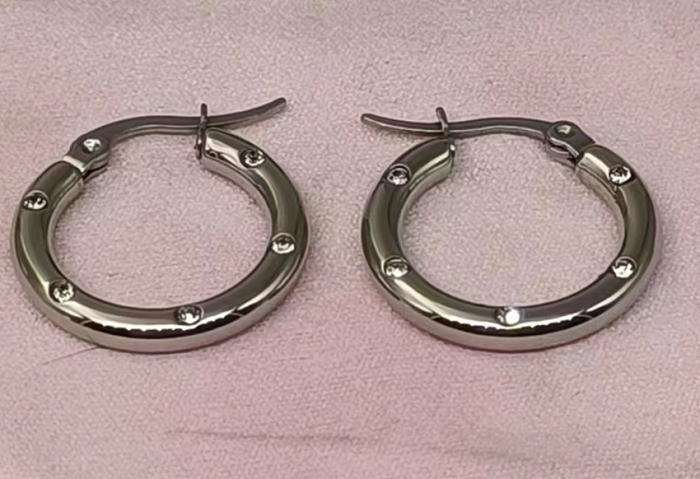 1 Pair Streetwear Solid Color Plating Stainless Steel Hoop Earrings