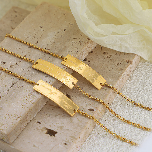 Simple Style Letter Titanium Steel Plating 18K Gold Plated Bracelets