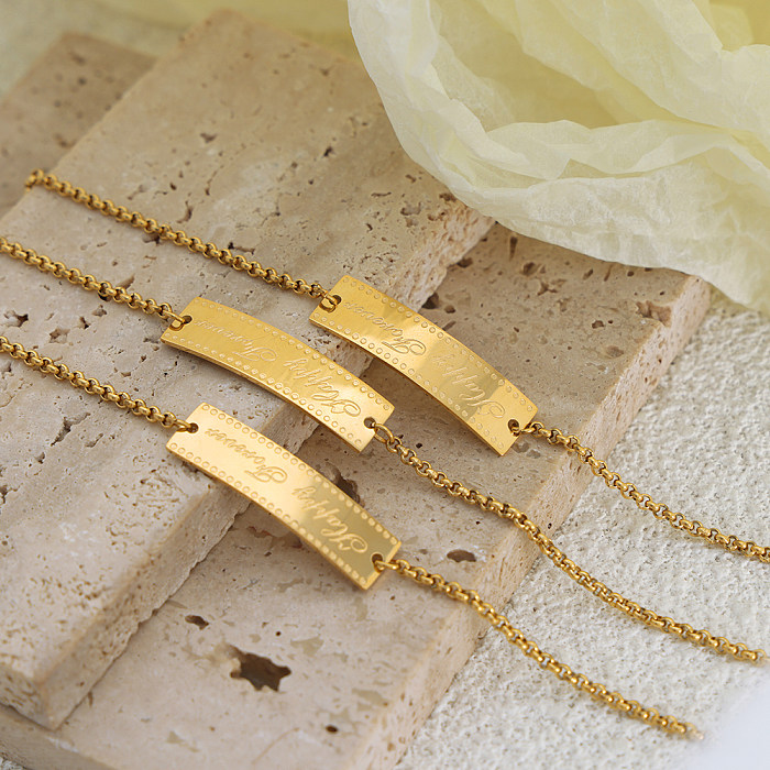 Bracelets plaqués or 18 carats en acier titanique de lettre de style simple
