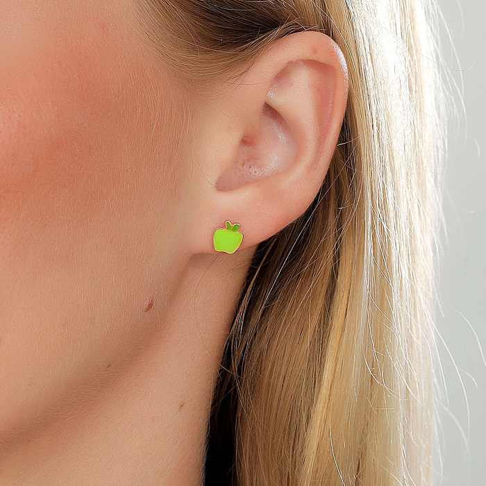 Brincos de orelha de aço inoxidável da Apple da moda