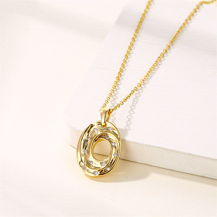 Simple Style Heart Shape Key Stainless Steel  Stainless Steel Plating Inlay Zircon 18K Gold Plated Gold Plated Pendant Necklace