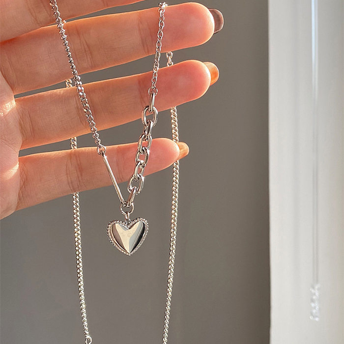 Casual Simple Style Heart Shape Stainless Steel Plating 18K Gold Plated Pendant Necklace