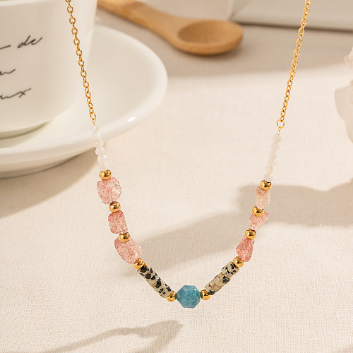 IG Style Simple Style Irregular Stainless Steel  Beaded Plating 18K Gold Plated Necklace
