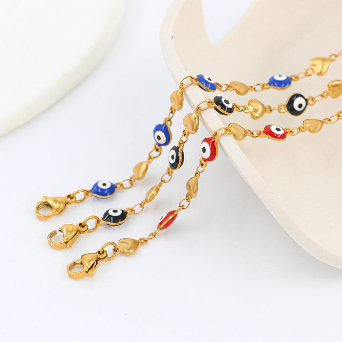 Bracelets en émail en acier inoxydable avec œil en forme de cœur de style ethnique