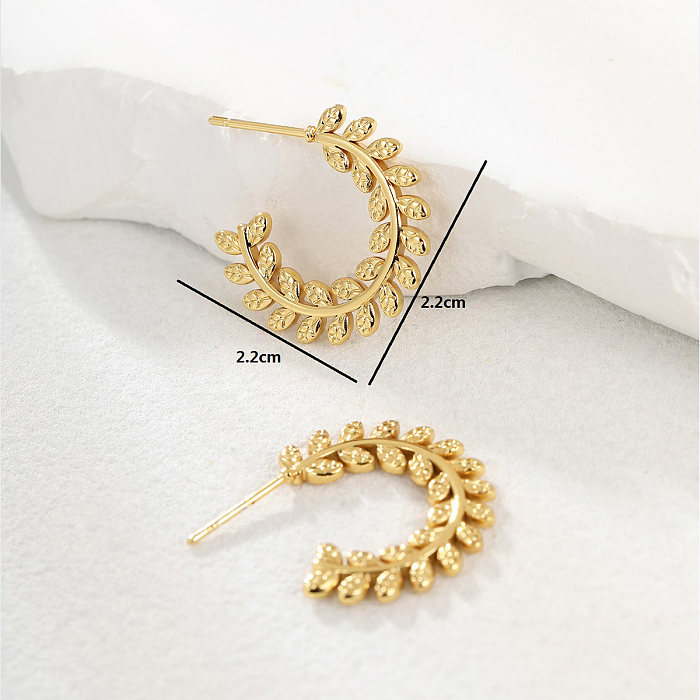 Fashion Leaf Stainless Steel  Plating Ear Studs 1 Pair