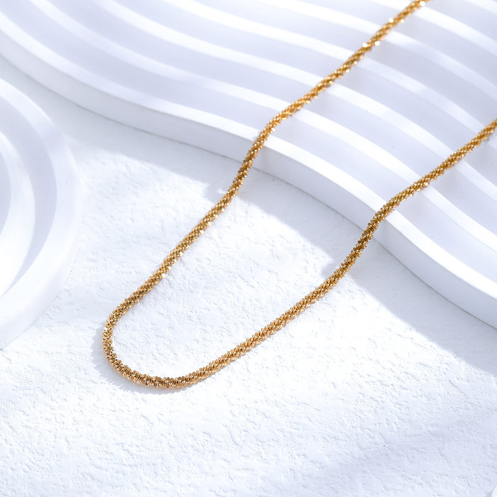 Estilo simples estilo clássico cor sólida chapeamento de aço inoxidável colar banhado a ouro 24K