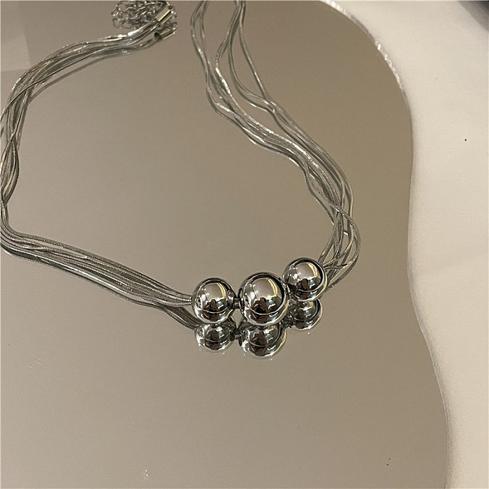 Herbst und Winter Pullover Kette Kugel Halskette Retro mehrschichtige geometrische Perle Schlüsselbein Kette Halskette