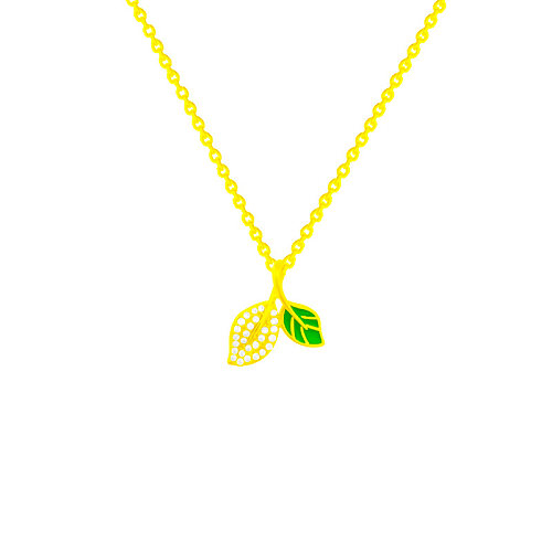 IG Style Leaf Stainless Steel Plating Inlay Zircon Gold Plated Pendant Necklace
