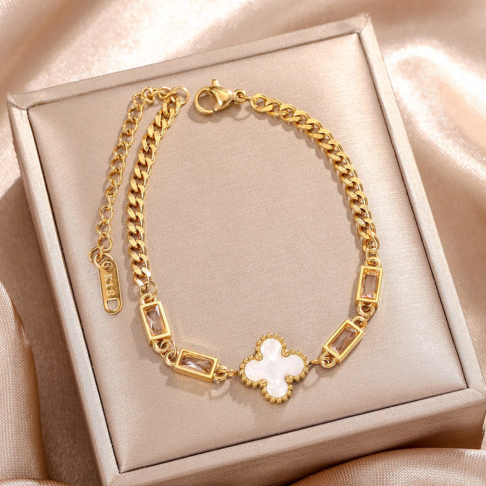 Sweet Solid Color Stainless Steel Plating 18K Gold Plated Bracelets