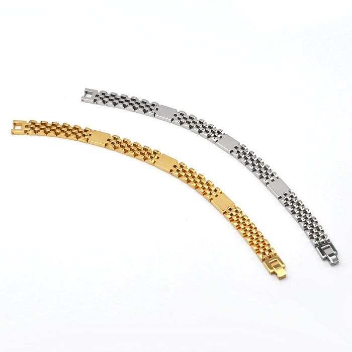Casual Solid Color Stainless Steel Plating Bracelets