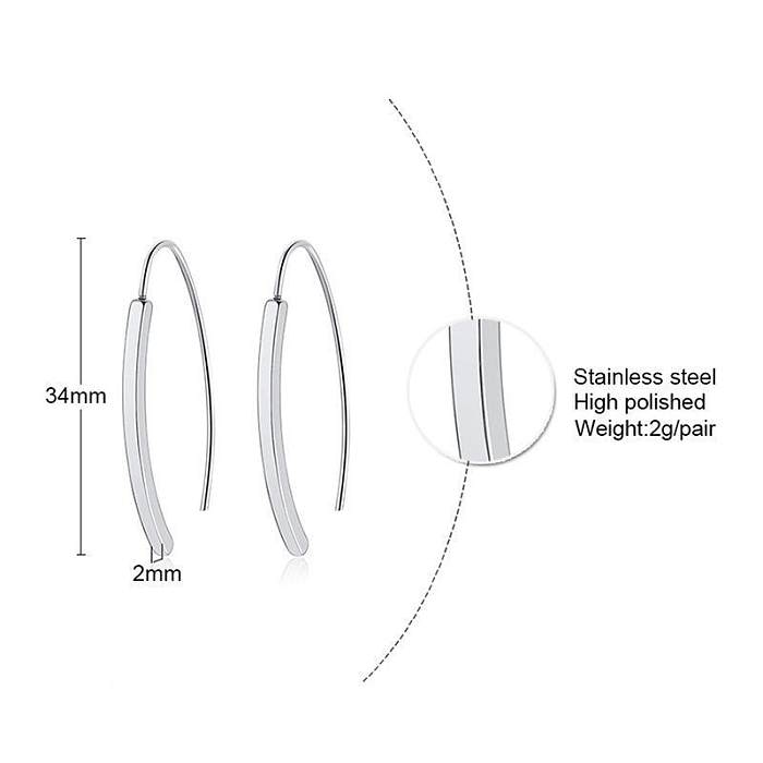Boucles d'oreilles plaquées en acier inoxydable en forme de U de style simple, 1 paire