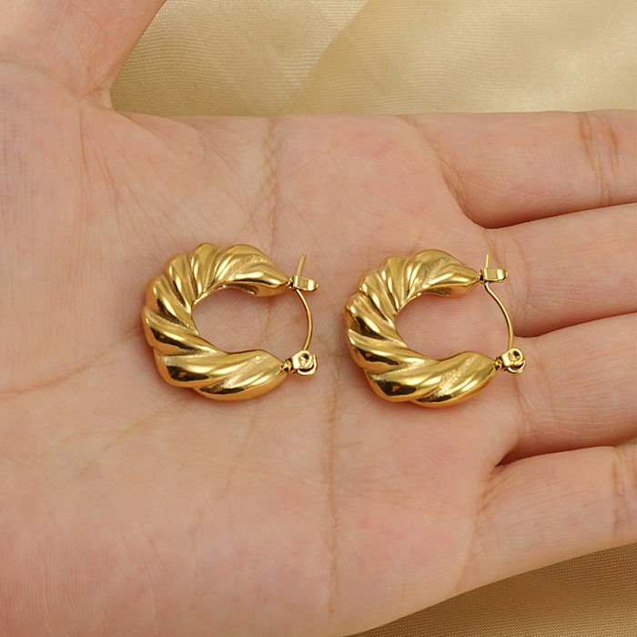 Modische U-förmige Edelstahl-Ohrringe, vergoldete Edelstahl-Ohrringe, 1 Paar