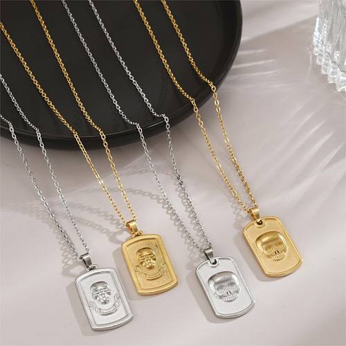 Vintage Style Simple Style Skull Stainless Steel  Plating 18K Gold Plated Pendant Necklace
