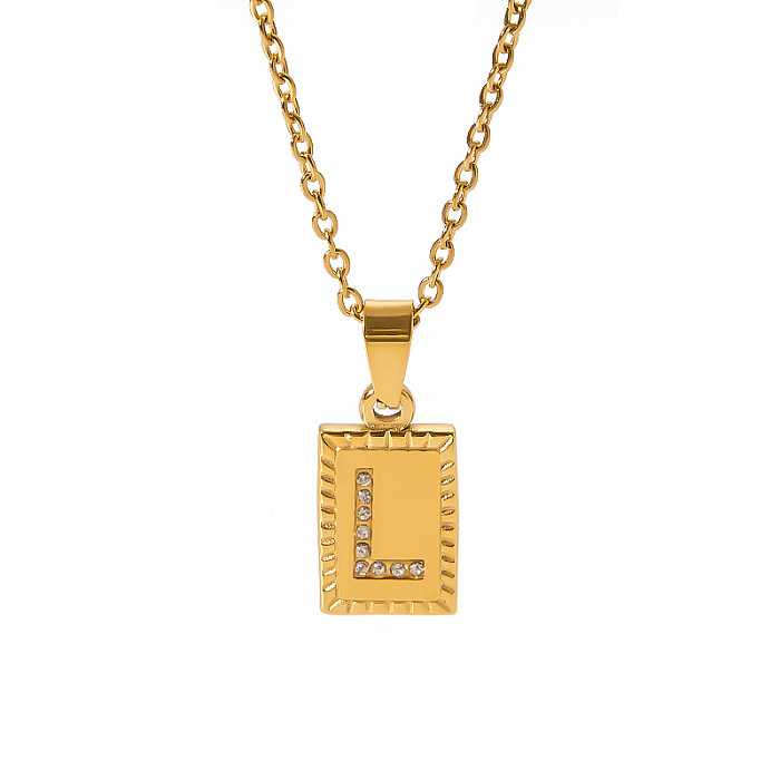 Süße Buchstaben-Halskette aus Edelstahl mit polierter Beschichtung und Diamant-18-Karat-Vergoldung