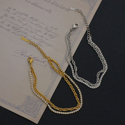 Dames européennes et américaines nouveau bracelet de chaîne à griffes simple bracelet de chaîne de perles en acier inoxydable transfrontalier bijoux à main en diamant ventes directes d'usine
