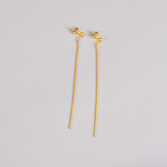 Simple Style Tassel Stainless Steel Gold Plated Drop Earrings 1 Pair