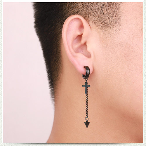Einfacher Stil Kreuz-Edelstahl-Ohrringe, vergoldete Edelstahl-Ohrringe, 1 Stück