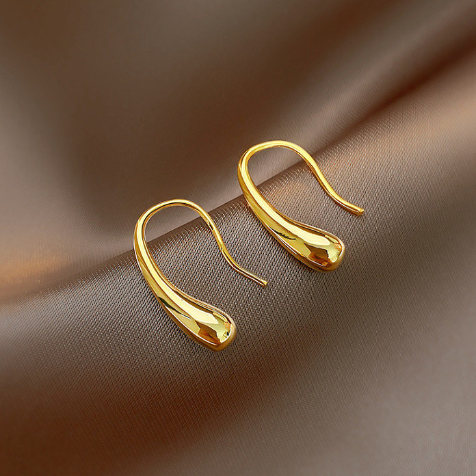 1 Pair Simple Style C Shape Plating Stainless Steel Gold Plated Drop Earrings