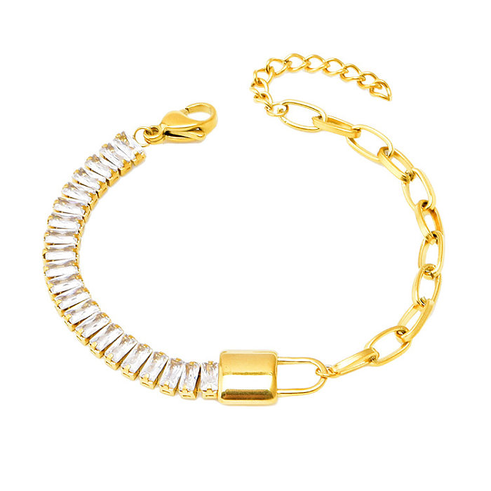 Bracelets en acier titane avec serrure à la mode, incrustation de Zircon, bracelets en acier inoxydable, 1 pièce