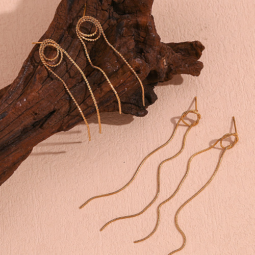 1 paire de boucles d'oreilles pendantes en acier inoxydable plaqué or 18 carats, Style classique, Style Simple, couleur unie