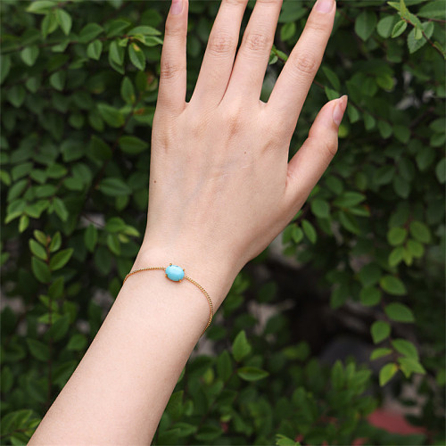 Casual Solid Color Stainless Steel Natural Stone Bracelets In Bulk
