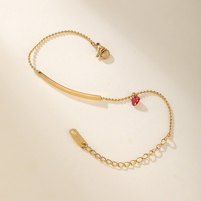 Bracelets plaqués or 18 carats, Style Simple, forme de cœur, couleur unie, acier inoxydable, titane, vente en gros